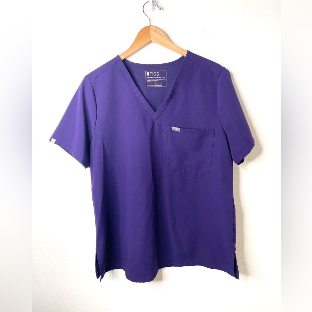 Figs Purple V-Neck Medical Scrub Top